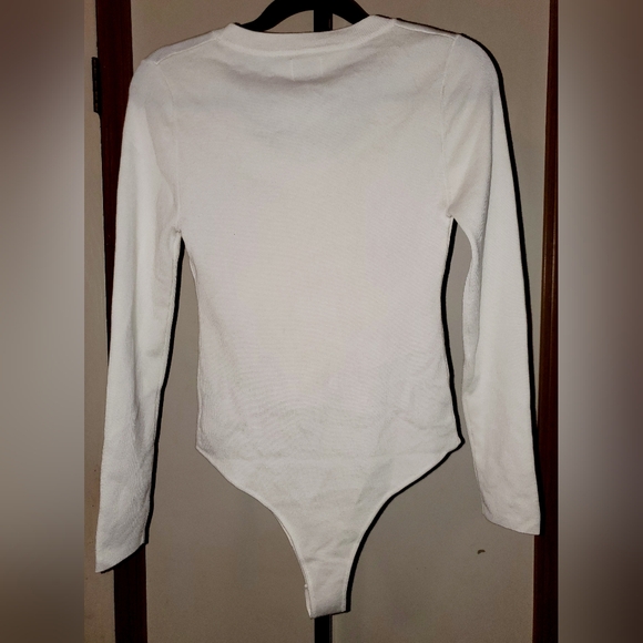 LARNE Wool Knit Bodysuit Long Sleeve One Piece Thong Sexy Scoop Neck Top NWT L - Picture 2 of 11